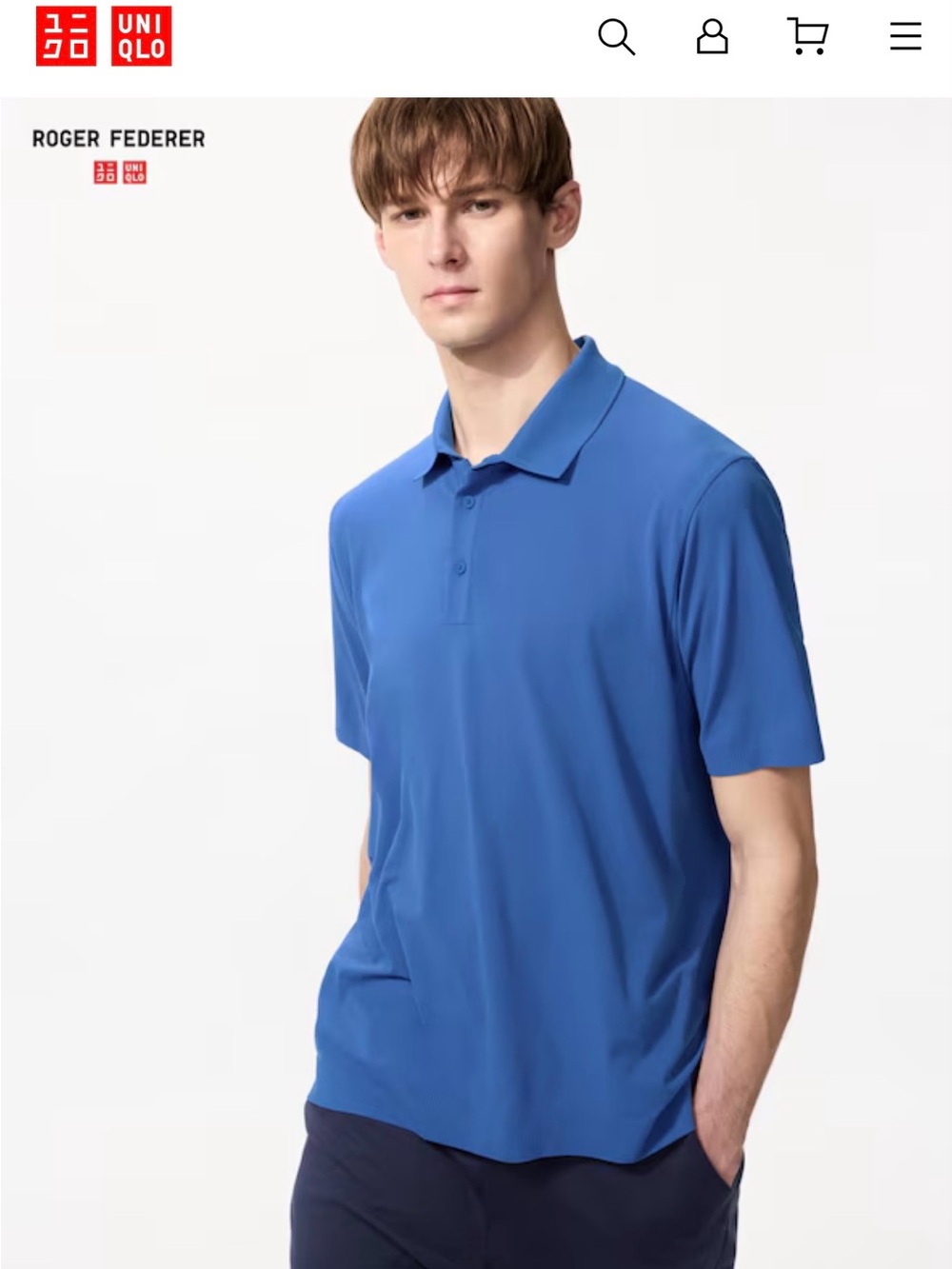 NWT UNIQLO x Roger Federer Dry-Ex Blue Polo Shirt